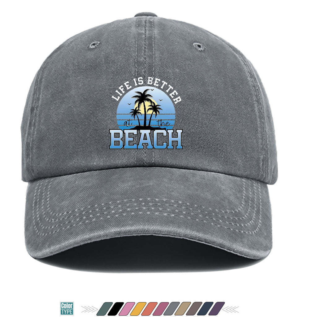1pc 1pcs "at the BEACH" Coconut Tree Sunset Print Baseball Cap - Adjustable Duckbill Hat Suitable for Men & Women, Breathable Palm Tree for Beach Vacations, Outdoor Picnics, Summer Parties, Casual Cap Gift for,,