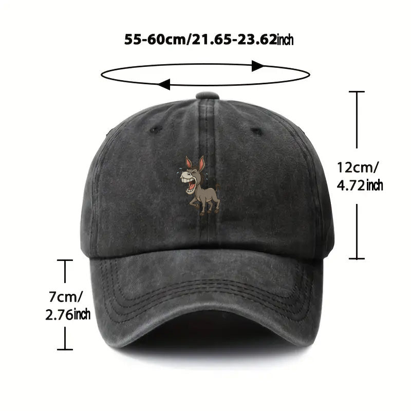 Woven fabric.1pc Funny Donkey Print Adjustable Snapback Baseball Cap - Lightweight Polyester All-Season Outdoor Hat with Donkey Face Design, Unisex Trucker Cap for Men & Women, Hiking, Camping, Cycling, Fishing, Casual & Themed Events (Mardi Gras