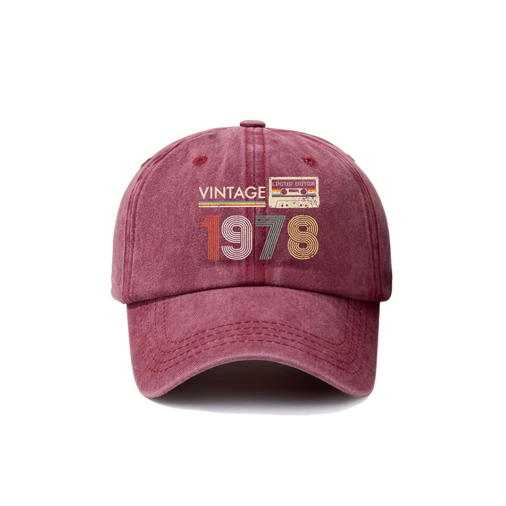 1978 Year Marked Fashion Vintage Washed Distressed Duckbill Cap Unisex Outdoor Baseball Cap Adjustable Washed Vintage Style Lightweight Breathable Golf Cap