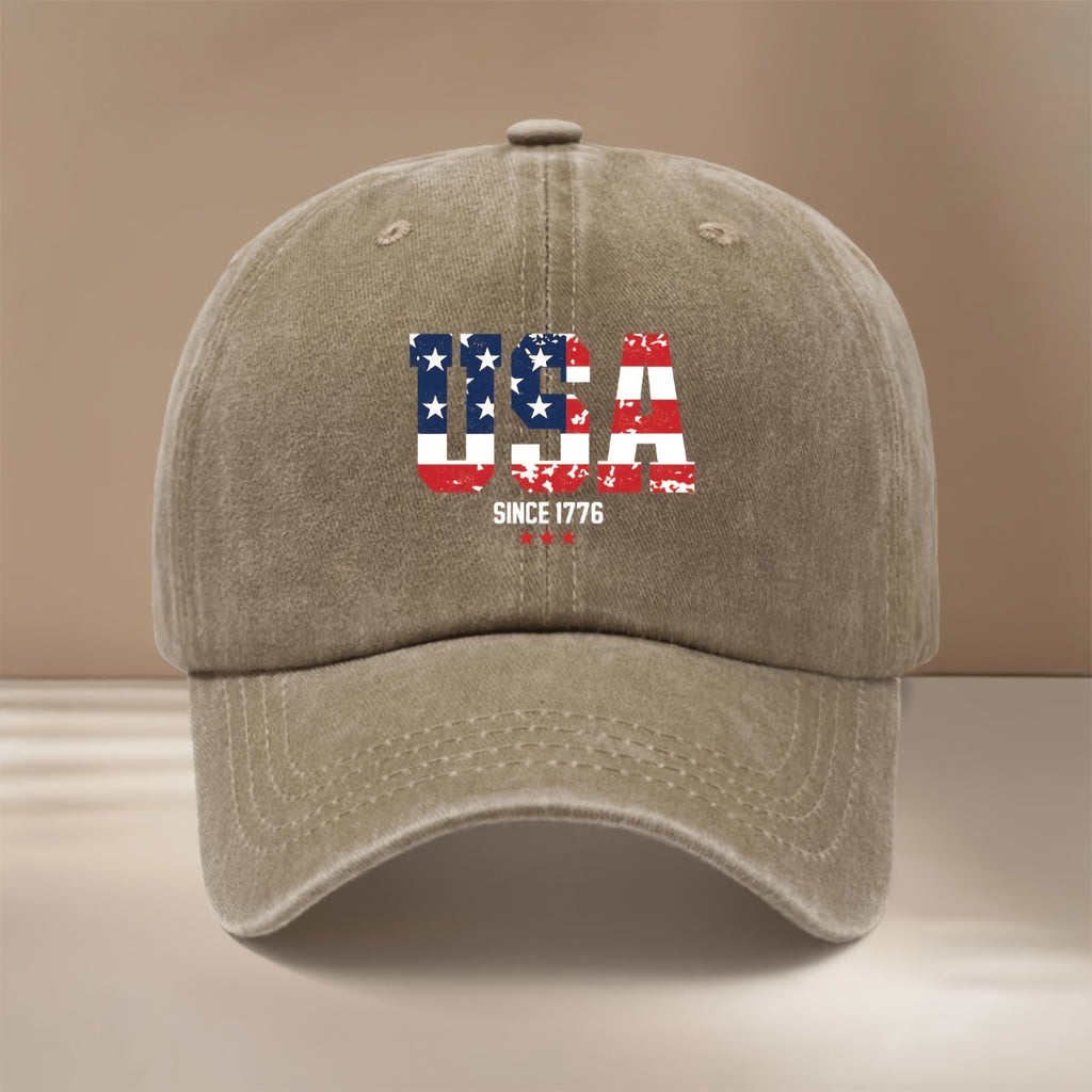 A Comfortable And Lightweight Baseball Cap Featuring The Text 'USA1776', Designed in a Trendy Hip-Hop Style with a Textured Feel. This Unisex Curved-Brim Cap Is Adjustable in Size, Made of Six Panels