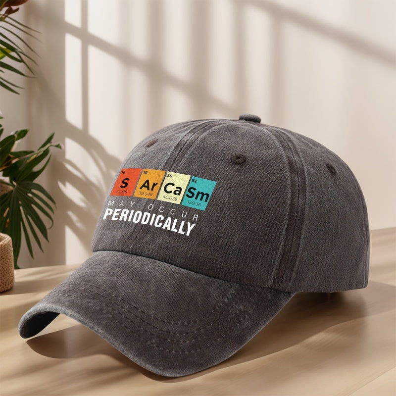 PERIODICALLY Statement Print Baseball Cap Classic Washed Distressed Vintage Duckbill Cap Soft Top Comfortable Adjustable Sun Hat