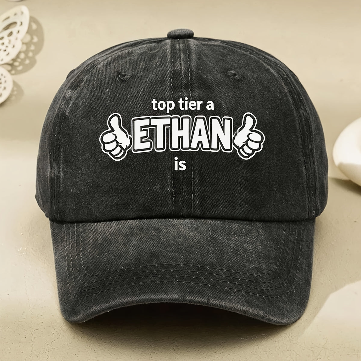 Top Tier Ethan Design Vintage Washed Baseball Cap for Men Women Unisex Casual Streetwear Gift for Anniversary