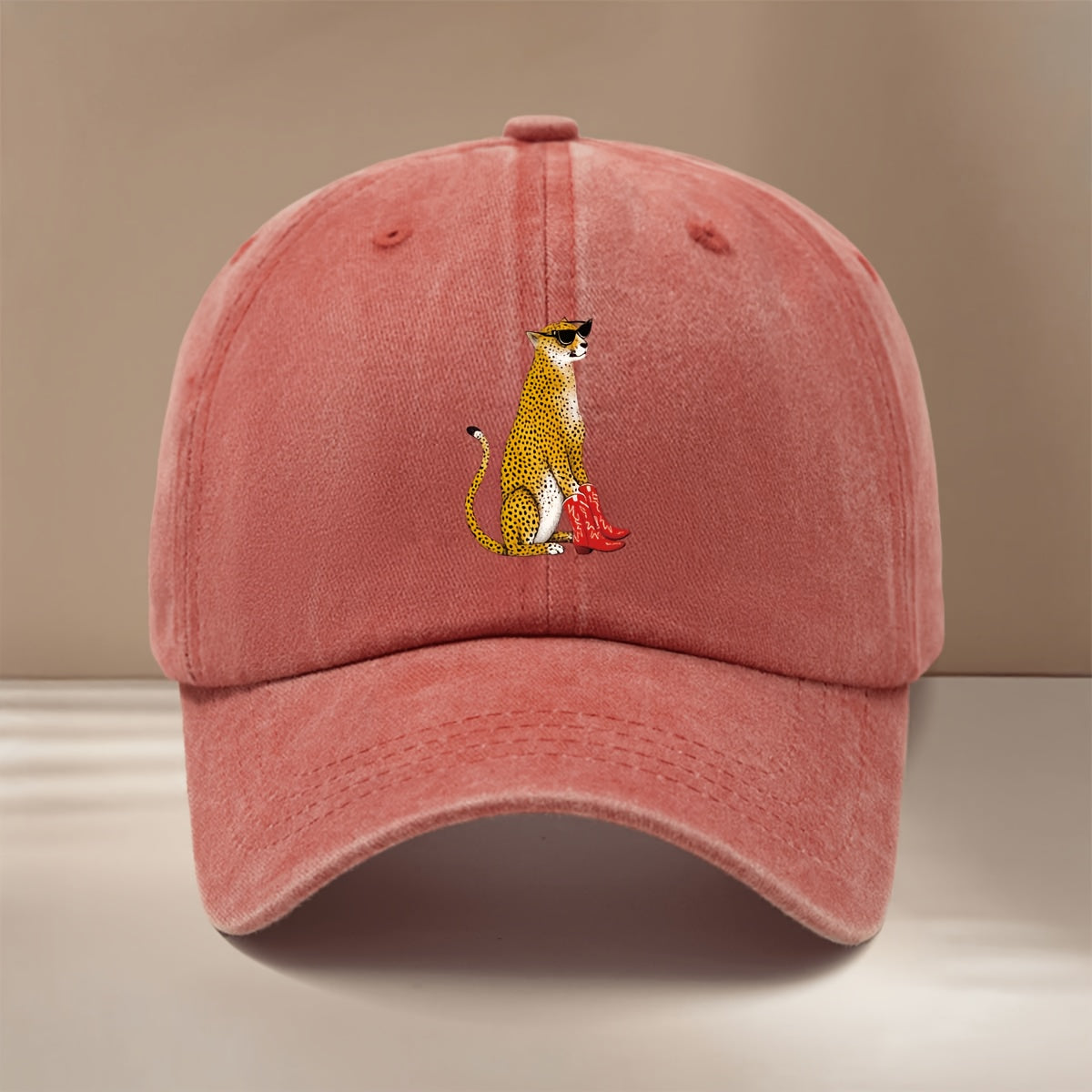This Is a Stylish And Comfortable Baseball Cap Featuring a Red High-Heeled Leopard Design. It'S Adjustable in Size, Suitable for Both Men And Women, Perfect for Truck Drivers. Ideal for Outdoor Sports, Gatherings, And Camping