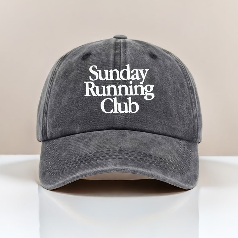 Vintage Baseball Cap, Adjustable Hat, Ideal for Outdoor Activities as Sun, Featuring a "Sunday Running Club" Letter Graphic Print, Unisex Outdoor Baseball Cap, the Best Choice for a Gift, Sun Hat for Outdoor Parties, Camping, and Travel