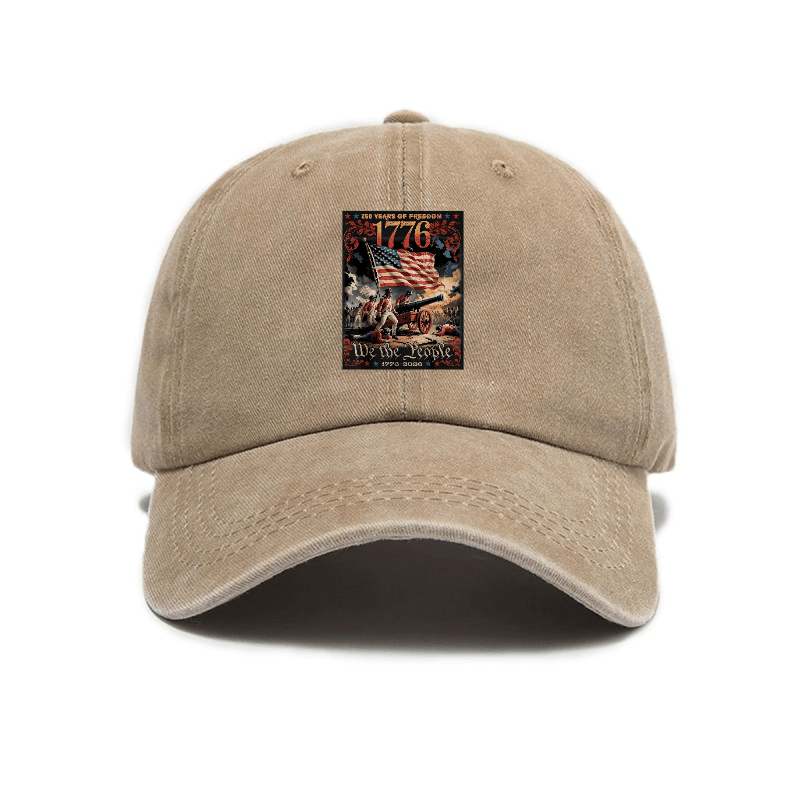 1776 American Elements Print Baseball Cap | Fashionable, Unisex, Casual Outdoor, Adjustable Buckle Closure, Hand Washable