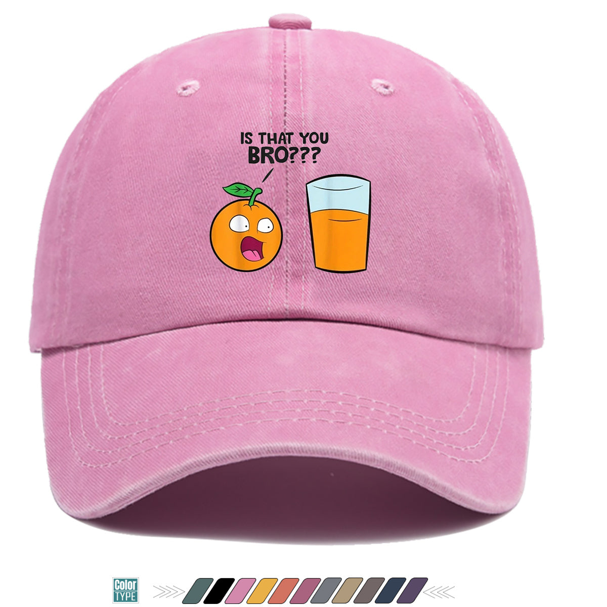 1pc Fun Surprised Orange Face & Juice Cup Print Baseball Cap - Adjustable Duckbill Sun Hat Suitable for Men & Women, Breathable Outdoor Cap for Parties, Travel, Gifts, Casual Wear with Surprised Face, Comfortable for Daily Use