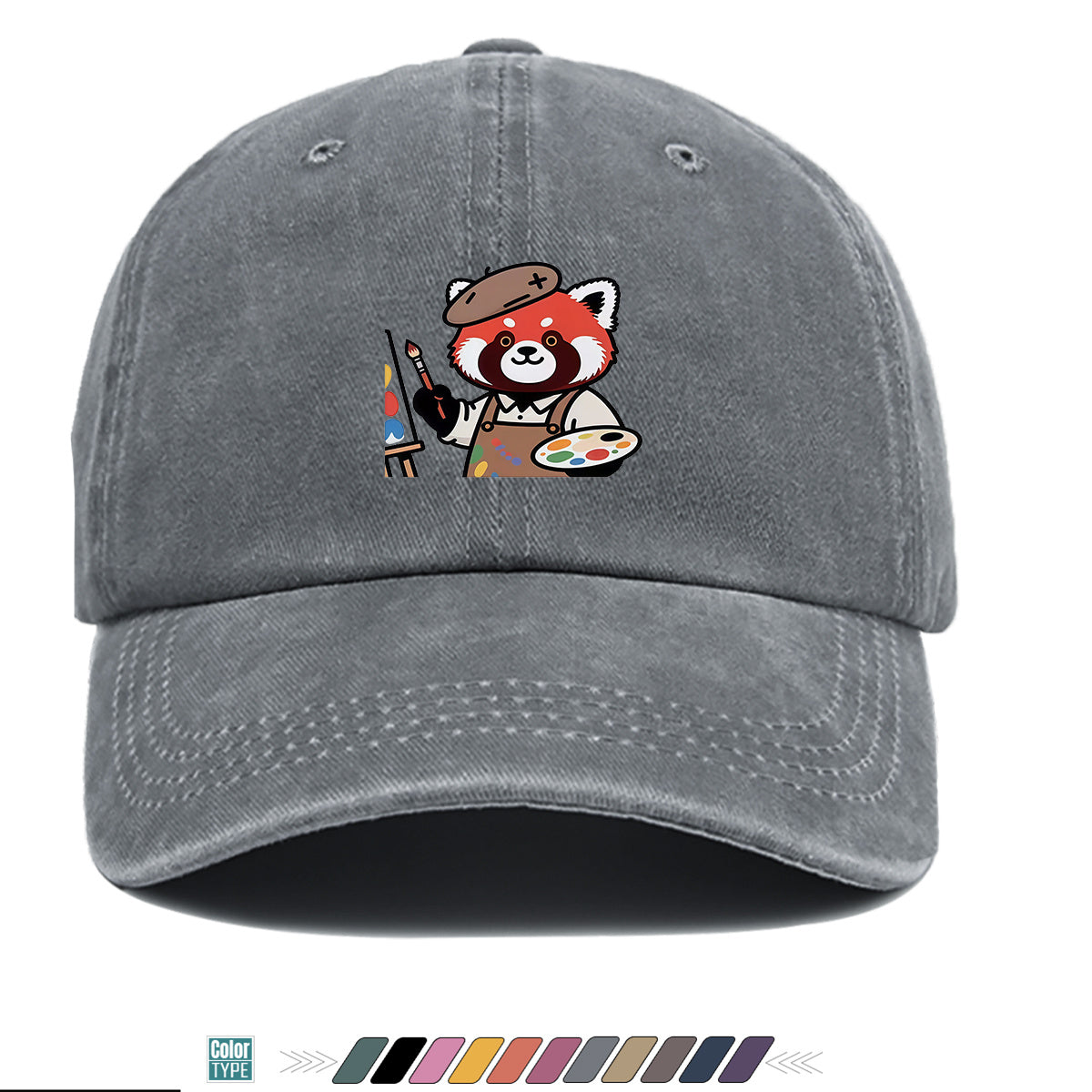 1pc Little Panda Painter Cap - Cute Panda & Brush Print Baseball Hat, Adjustable Duckbill Suitable for Outdoor Sketching, Museum Visits, Travel - Unisex for Men & Women, Creative Gift for Artists,, Birthday Present