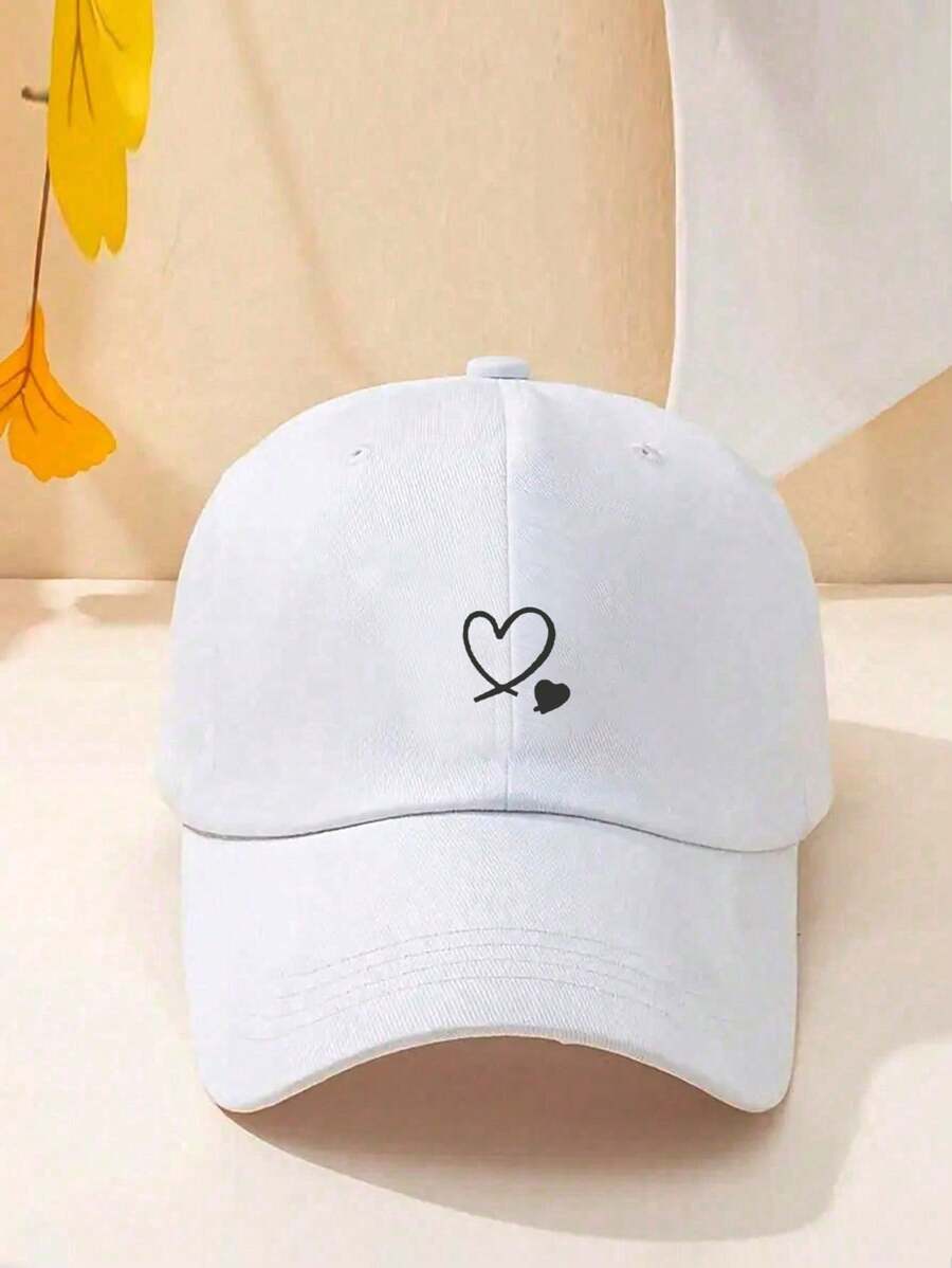 1 Stück khakifarbene Baseballkappe mit doppeltem Herz Stickerei, Unisex Sonnenhut Outdoor Essentiell Halloween