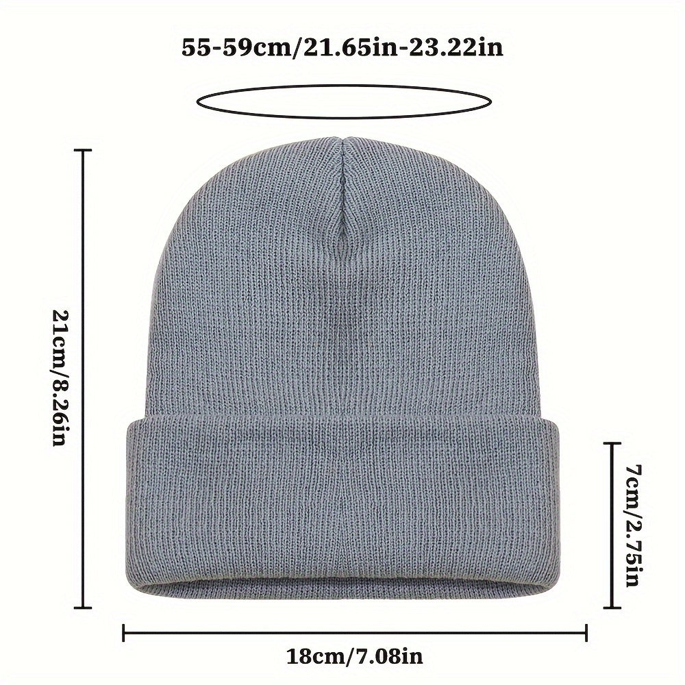 Outdoor Knit Hat Men'S Solid Color Winter Warm Elastic Large Premium Knit Hat Men Women Warm Cold-Proof Cap Easy