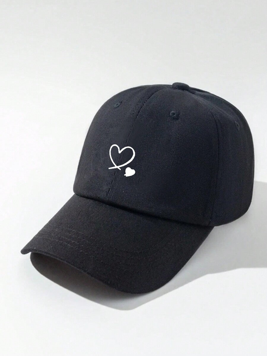 1 Stück khakifarbene Baseballkappe mit doppeltem Herz Stickerei, Unisex Sonnenhut Outdoor Essentiell Halloween