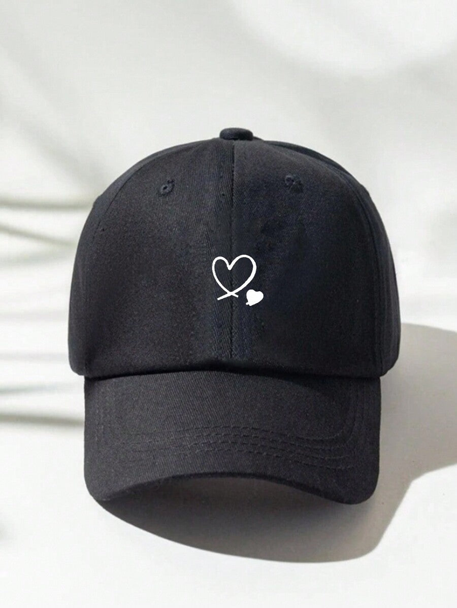 1 Stück khakifarbene Baseballkappe mit doppeltem Herz Stickerei, Unisex Sonnenhut Outdoor Essentiell Halloween