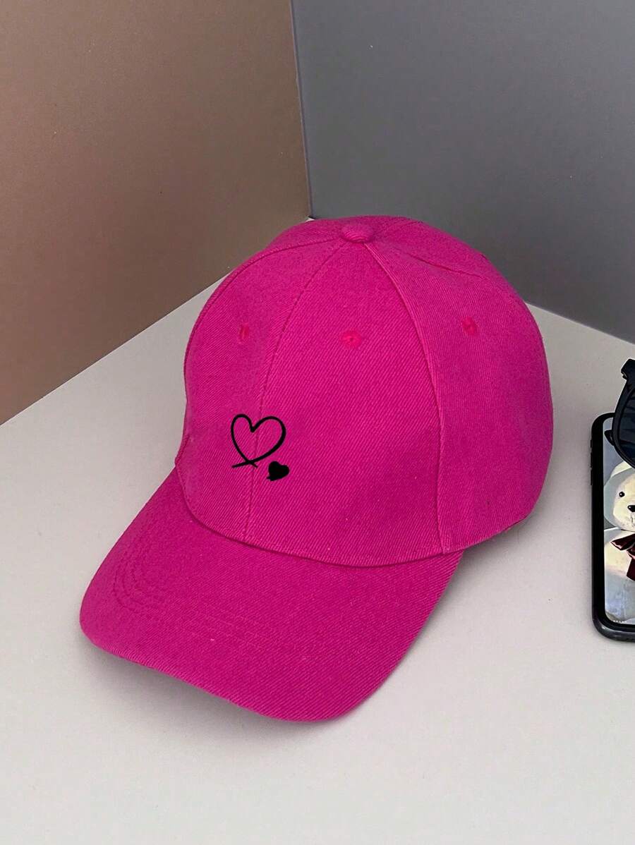 1 Stück khakifarbene Baseballkappe mit doppeltem Herz Stickerei, Unisex Sonnenhut Outdoor Essentiell Halloween