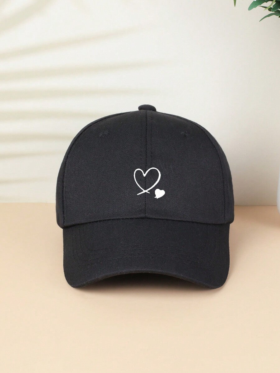 1 Stück khakifarbene Baseballkappe mit doppeltem Herz Stickerei, Unisex Sonnenhut Outdoor Essentiell Halloween