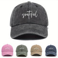 Fashionable Versatile Women'S Baseball Cap with Thanksgiving Cursive Print Design, Sunshade, Breathable, Comfortable, Casual Outdoor Hat, Adjustable Size, Easy to Match Various Styles, Trendy Essential Item