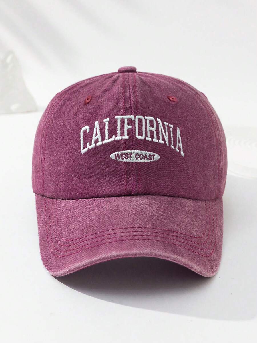 MAKEFGE 1 Stück Unisex Lässig Mode CALIFORNIA bestickte, verwaschene UV-Schutz verstellbare weiche Baseballkappe für den Outdoor-Gebrauch, passend für tägliches Outfit und Halloween