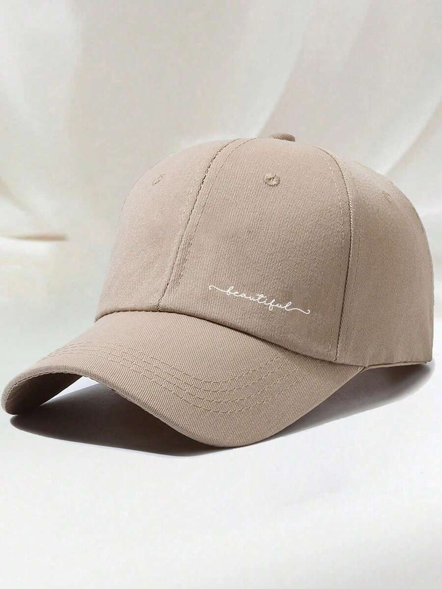 1 Stück khakifarbene Baseballkappe mit doppeltem Herz Stickerei, Unisex Sonnenhut Outdoor Essentiell Halloween