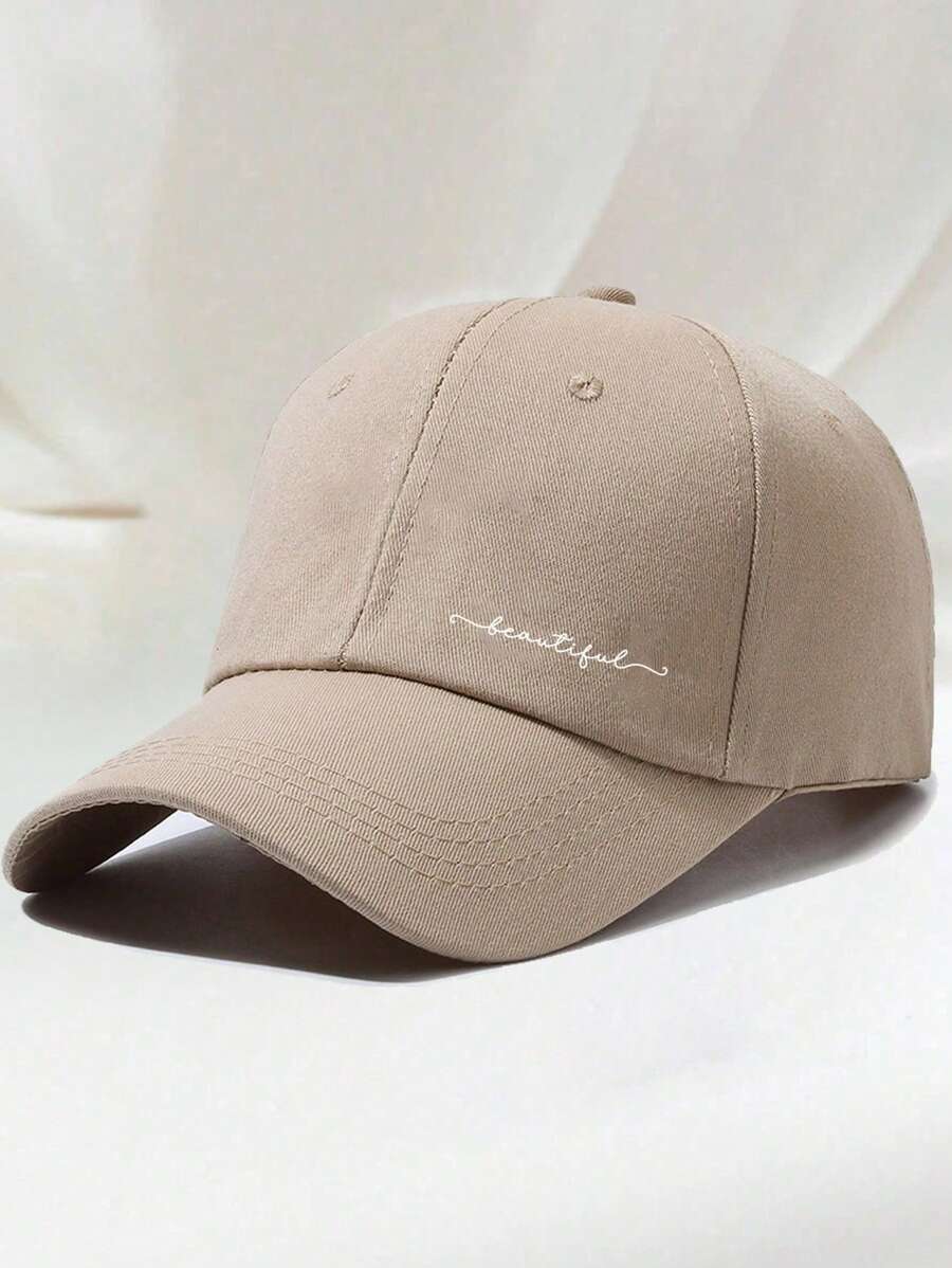 1 Stück khakifarbene Baseballkappe mit doppeltem Herz Stickerei, Unisex Sonnenhut Outdoor Essentiell Halloween