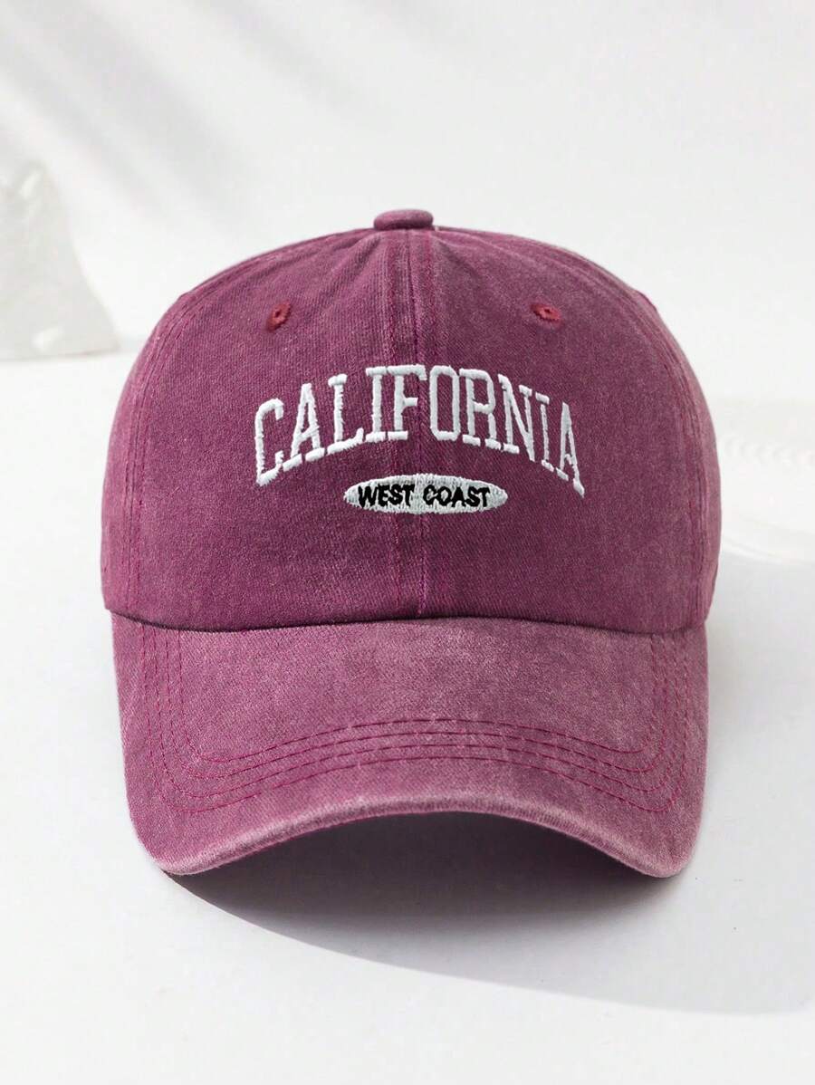 MAKEFGE 1 Stück Unisex Lässig Mode CALIFORNIA bestickte, verwaschene UV-Schutz verstellbare weiche Baseballkappe für den Outdoor-Gebrauch, passend für tägliches Outfit und Halloween