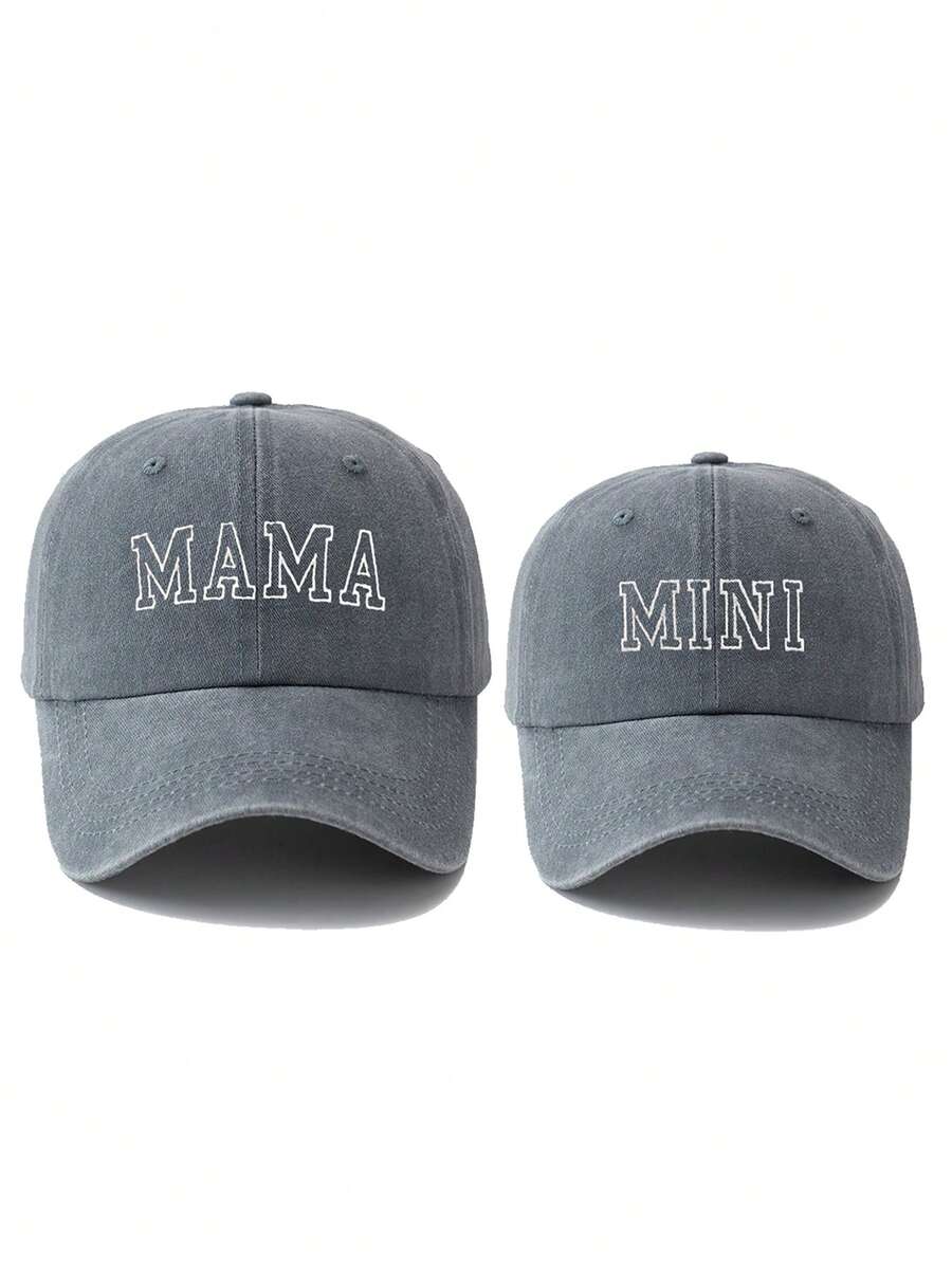 MAKEFGE 2 Stücke Frauen Mode Bestickter "MAMA" Buchstabe verstellbarer Mini Lässig Sonnenhut für Outdoor Alltag Kombinationen