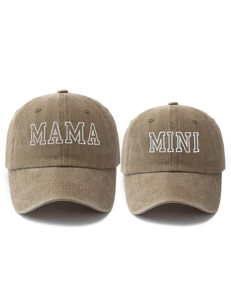 MAKEFGE 2 Stücke Frauen Mode Bestickter "MAMA" Buchstabe verstellbarer Mini Lässig Sonnenhut für Outdoor Alltag Kombinationen