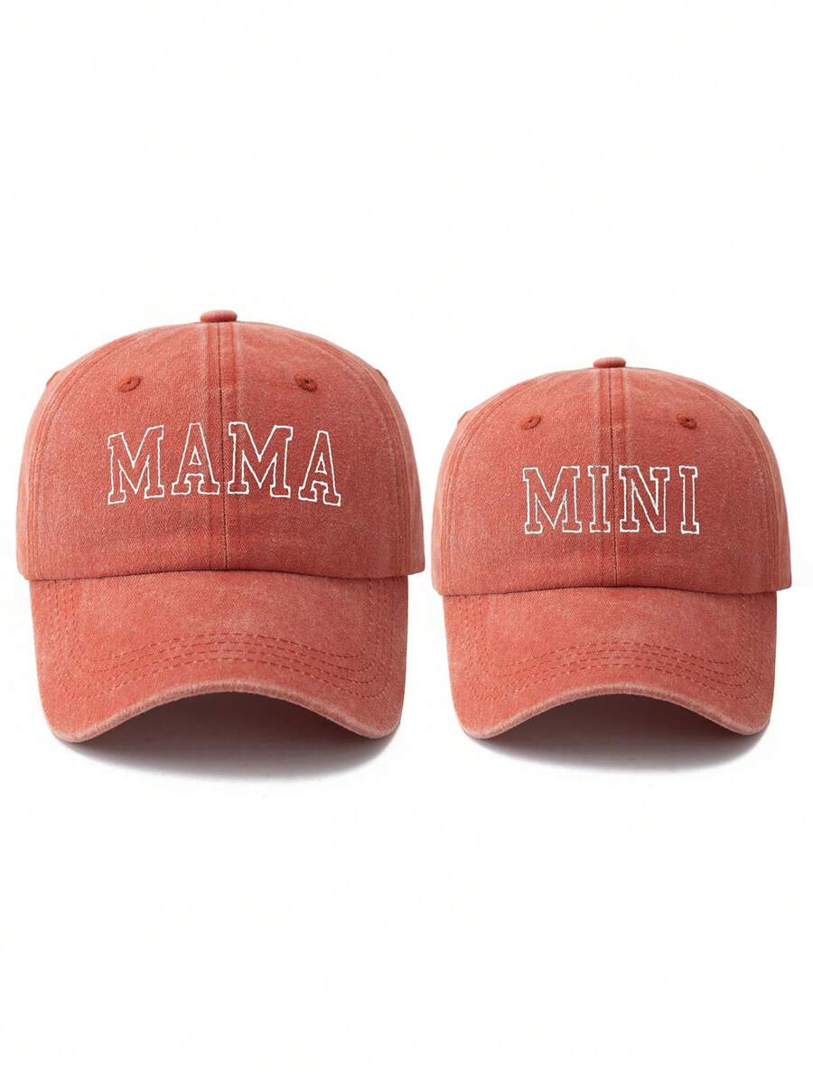 MAKEFGE 2 Stücke Frauen Mode Bestickter "MAMA" Buchstabe verstellbarer Mini Lässig Sonnenhut für Outdoor Alltag Kombinationen