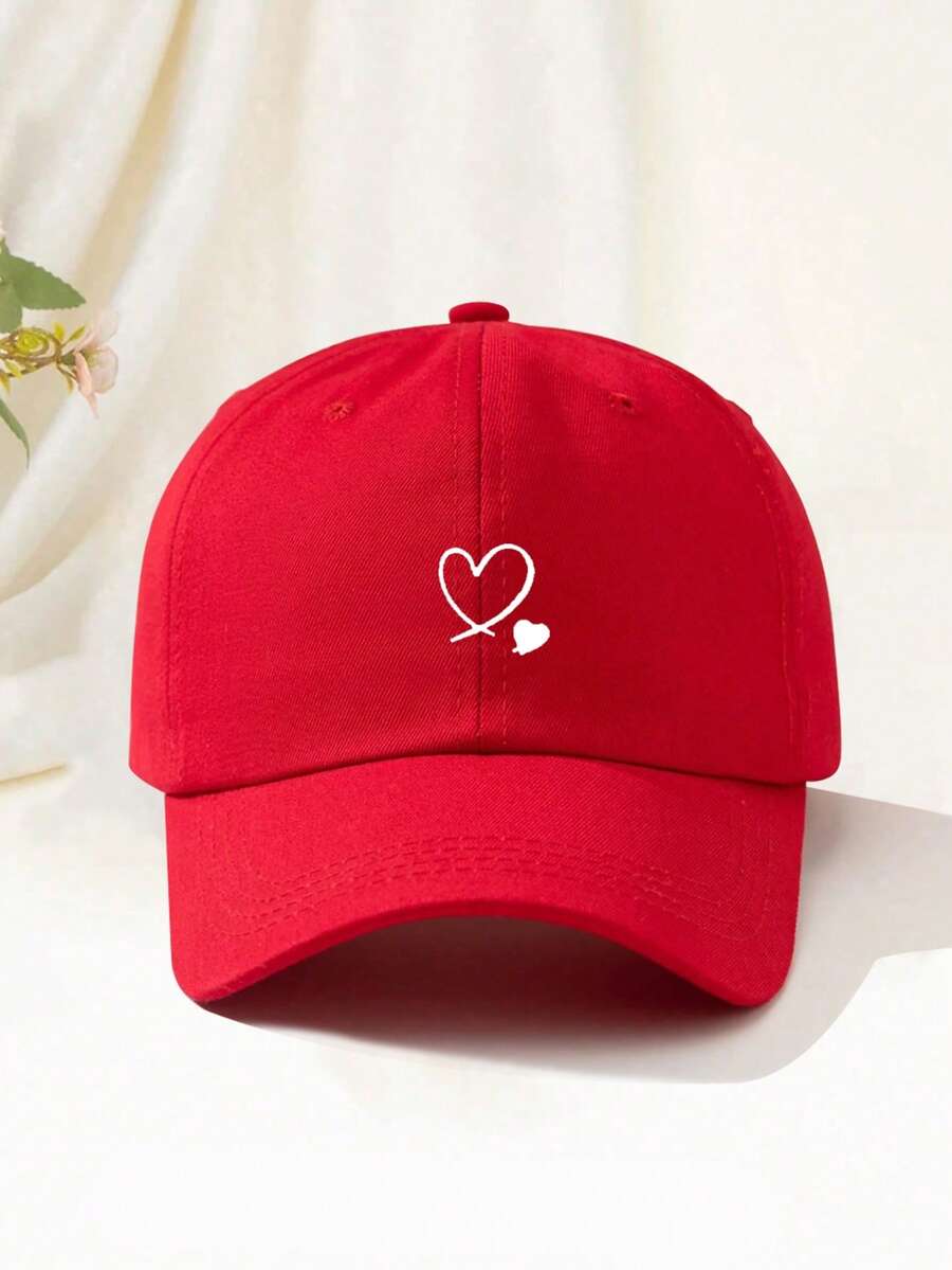 1 Stück khakifarbene Baseballkappe mit doppeltem Herz Stickerei, Unisex Sonnenhut Outdoor Essentiell Halloween