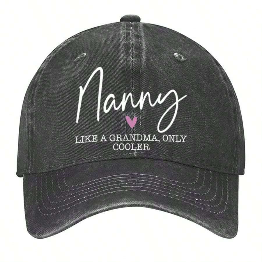Cool Nanny With A Heart Washed Baseball Hats