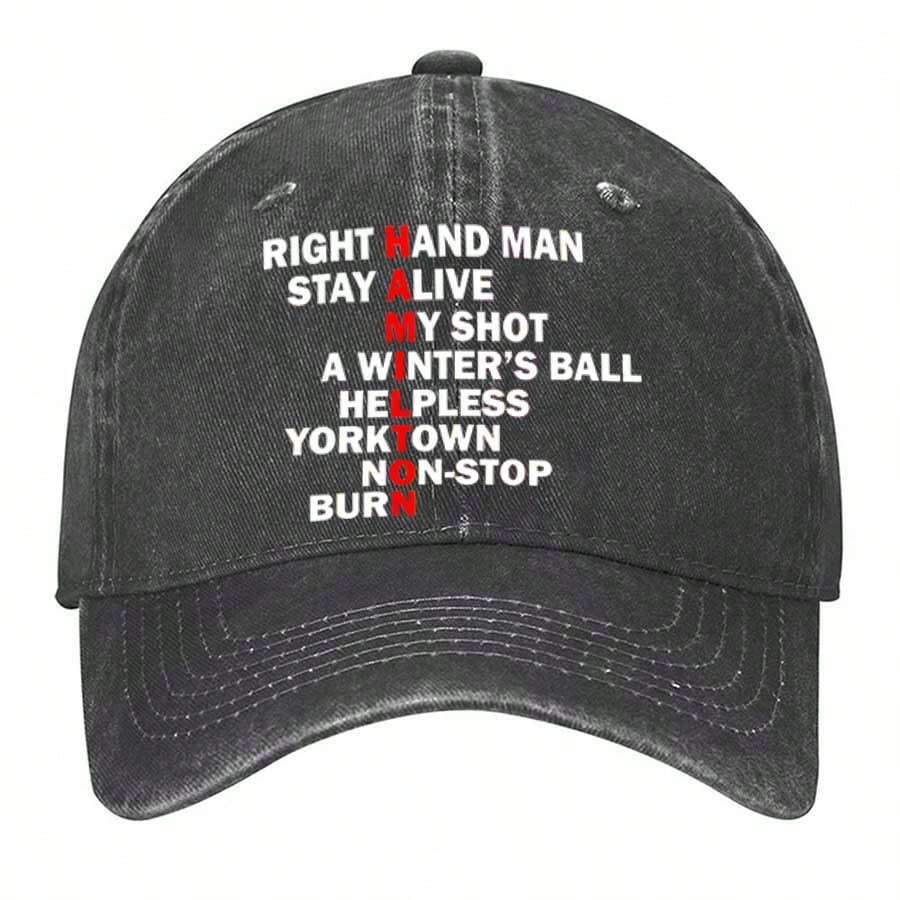 Hamilton Musical Song List Washed Baseball Hats