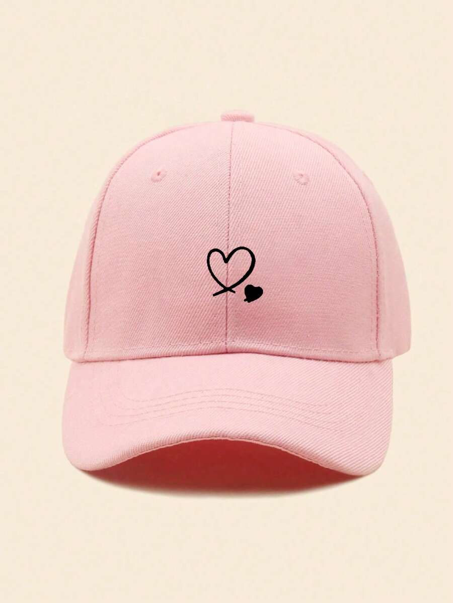 1 Stück khakifarbene Baseballkappe mit doppeltem Herz Stickerei, Unisex Sonnenhut Outdoor Essentiell Halloween