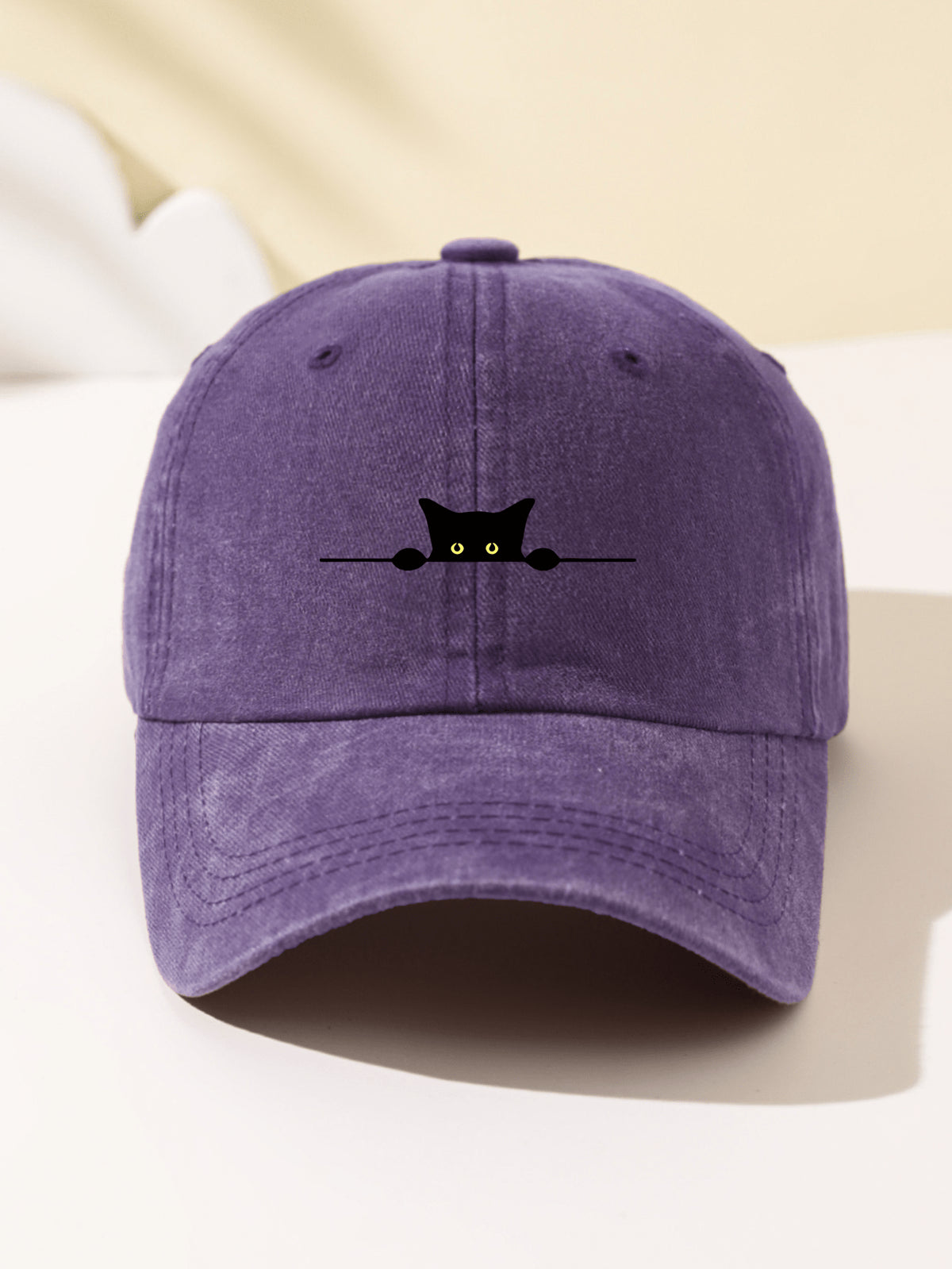 1 Stück Damen-Baseballkappe mit Halbmond- und Katzen-Print, weiches Oberteil, süßes Tiermuster, verstellbare Kappenkrempe für Outdoor, Sport, Camping, Urlaub, Weihnachtsgeschenk