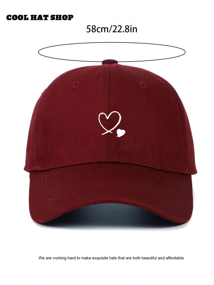 1 Stück khakifarbene Baseballkappe mit doppeltem Herz Stickerei, Unisex Sonnenhut Outdoor Essentiell Halloween