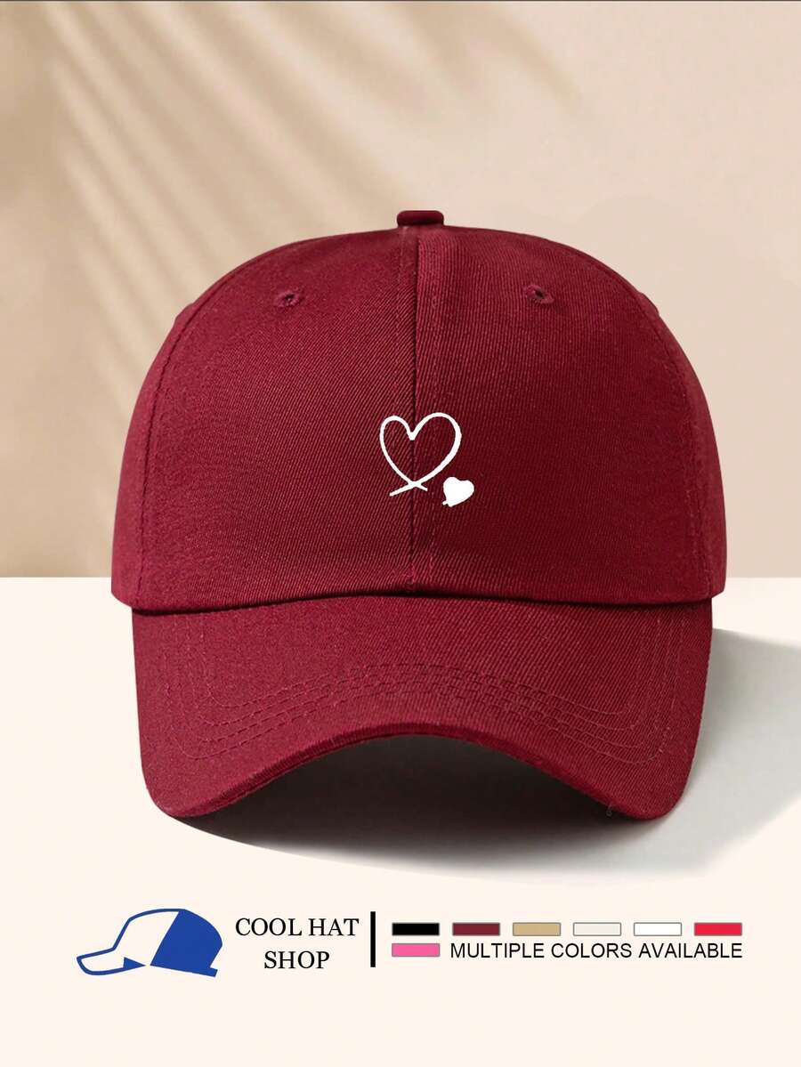 1 Stück khakifarbene Baseballkappe mit doppeltem Herz Stickerei, Unisex Sonnenhut Outdoor Essentiell Halloween