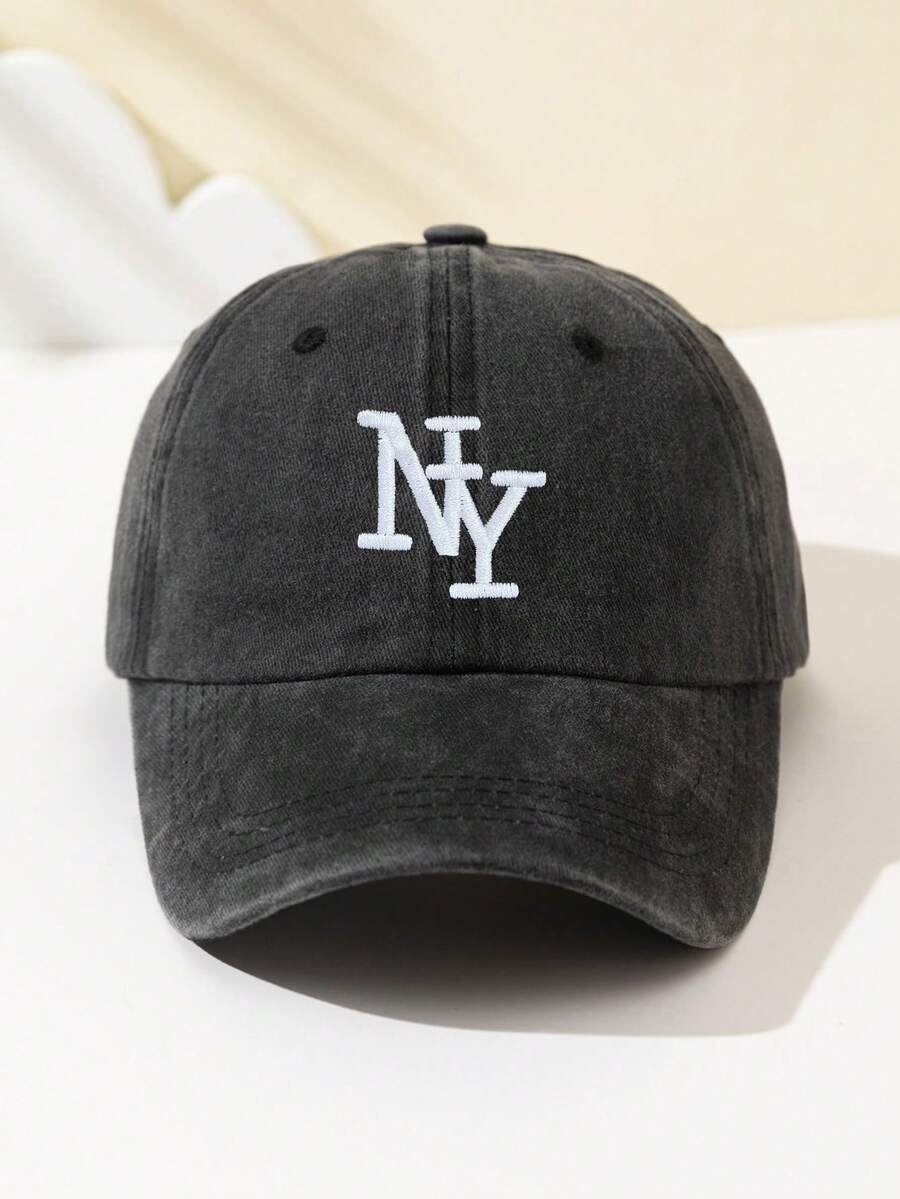 1 Stück Damen Überlappende NY Buchstaben bestickte weiche Baseball Kappe, modisch & personalisiert, verstellbare Passform, geeignet für Outdoor-Sport, Reisen, Camping, Treffen, Urlaub
