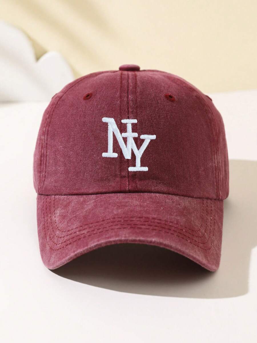 1 Stück Damen Überlappende NY Buchstaben bestickte weiche Baseball Kappe, modisch & personalisiert, verstellbare Passform, geeignet für Outdoor-Sport, Reisen, Camping, Treffen, Urlaub