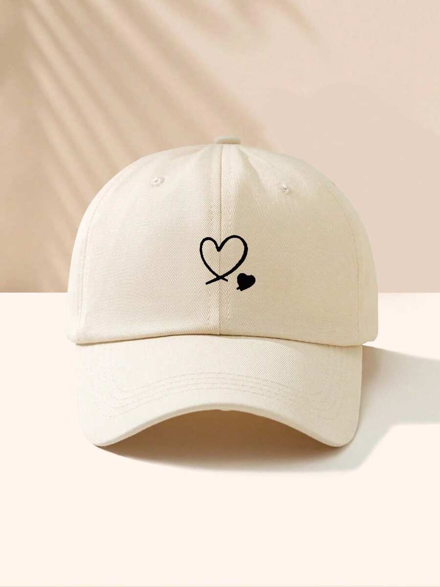 1 Stück khakifarbene Baseballkappe mit doppeltem Herz Stickerei, Unisex Sonnenhut Outdoor Essentiell Halloween
