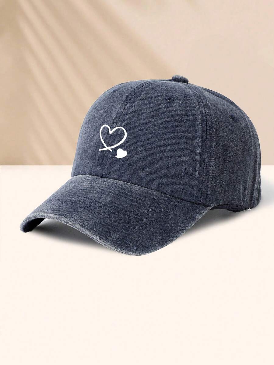 1 Stück khakifarbene Baseballkappe mit doppeltem Herz Stickerei, Unisex Sonnenhut Outdoor Essentiell Halloween