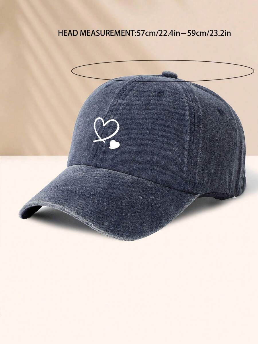 1 Stück khakifarbene Baseballkappe mit doppeltem Herz Stickerei, Unisex Sonnenhut Outdoor Essentiell Halloween