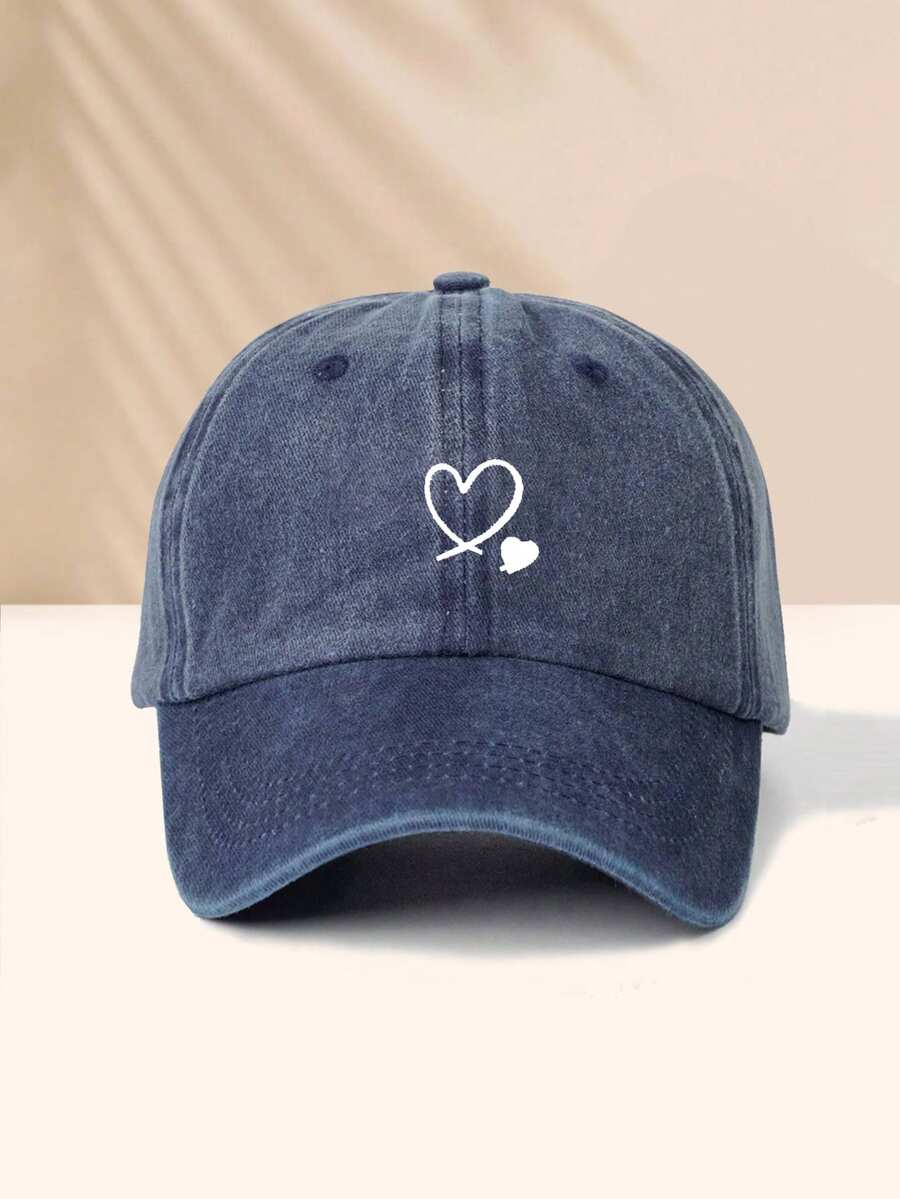 1 Stück khakifarbene Baseballkappe mit doppeltem Herz Stickerei, Unisex Sonnenhut Outdoor Essentiell Halloween