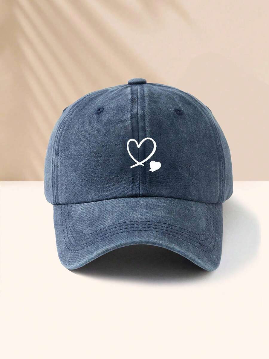 1 Stück khakifarbene Baseballkappe mit doppeltem Herz Stickerei, Unisex Sonnenhut Outdoor Essentiell Halloween