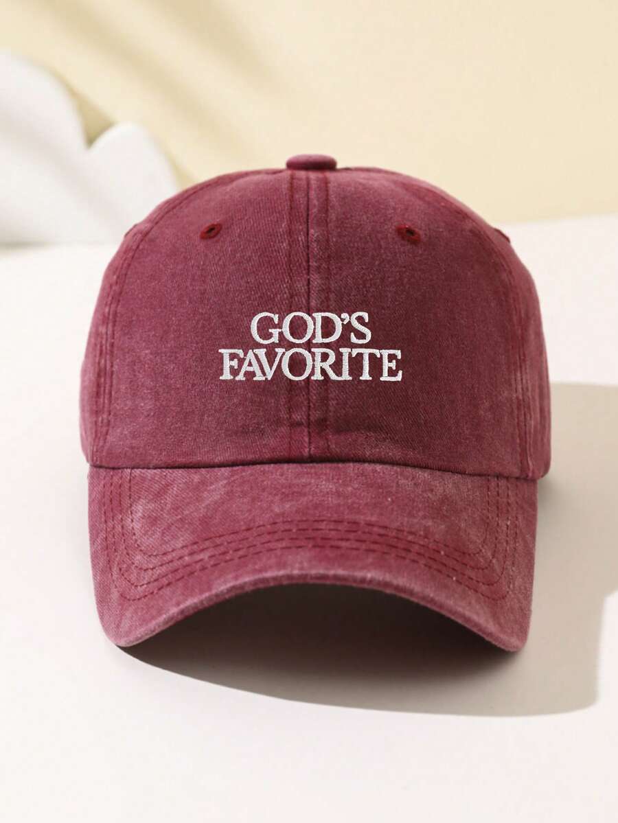 1 Stück Damen Baseballkappe mit Stickerei "God's Favorite", verstellbarer Schirm, atmungsaktiv für Outdoor, geeignet für Sport, Camping, Reisen, Geschenk