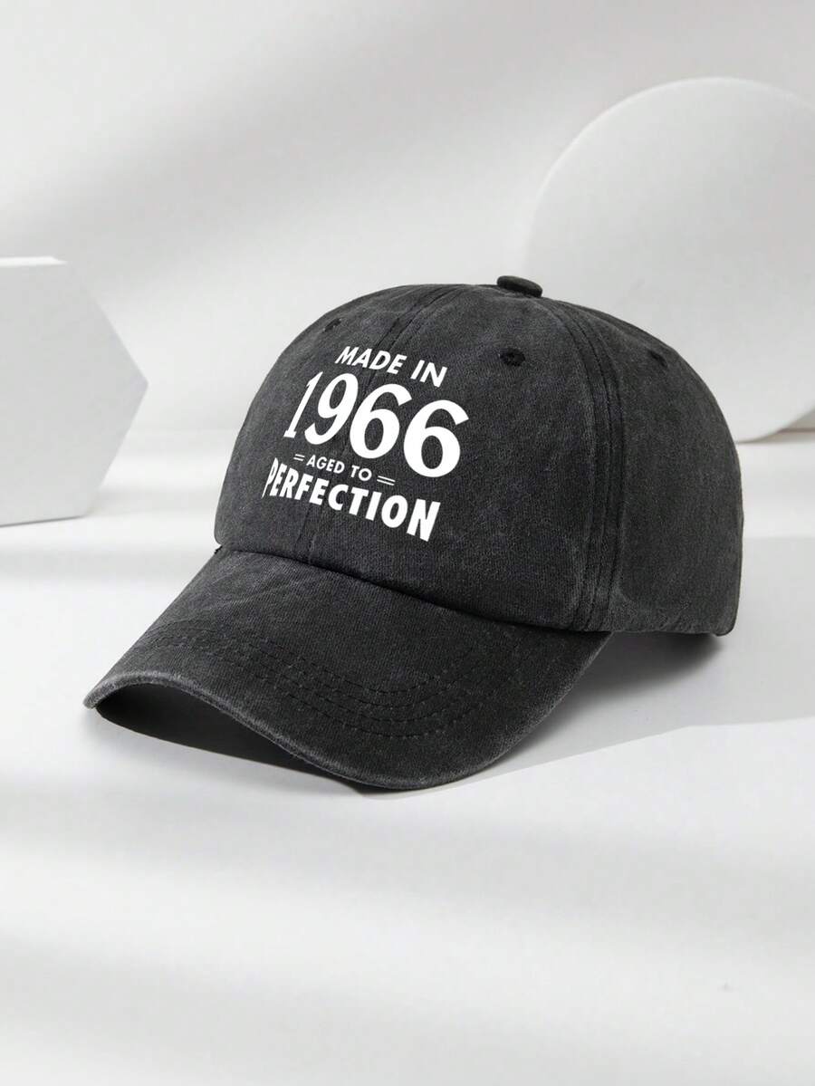 1 Stück Unisex Vintage 1966 Slogan Grafik verstellbare Baseballkappe, schwarz mehrfarbig, lässiger Outdoor-Modehut geeignet für den täglichen Gebrauch, Reisen, Strand, Angeln, Geburtstagsgeschenk zum 60. Geburtstag