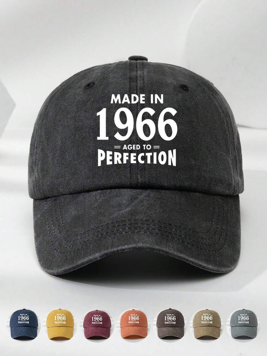 1 Stück Unisex Vintage 1966 Slogan Grafik verstellbare Baseballkappe, schwarz mehrfarbig, lässiger Outdoor-Modehut geeignet für den täglichen Gebrauch, Reisen, Strand, Angeln, Geburtstagsgeschenk zum 60. Geburtstag