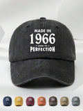 1 Stück Unisex Vintage 1966 Slogan Grafik verstellbare Baseballkappe, schwarz mehrfarbig, lässiger Outdoor-Modehut geeignet für den täglichen Gebrauch, Reisen, Strand, Angeln, Geburtstagsgeschenk zum 60. Geburtstag