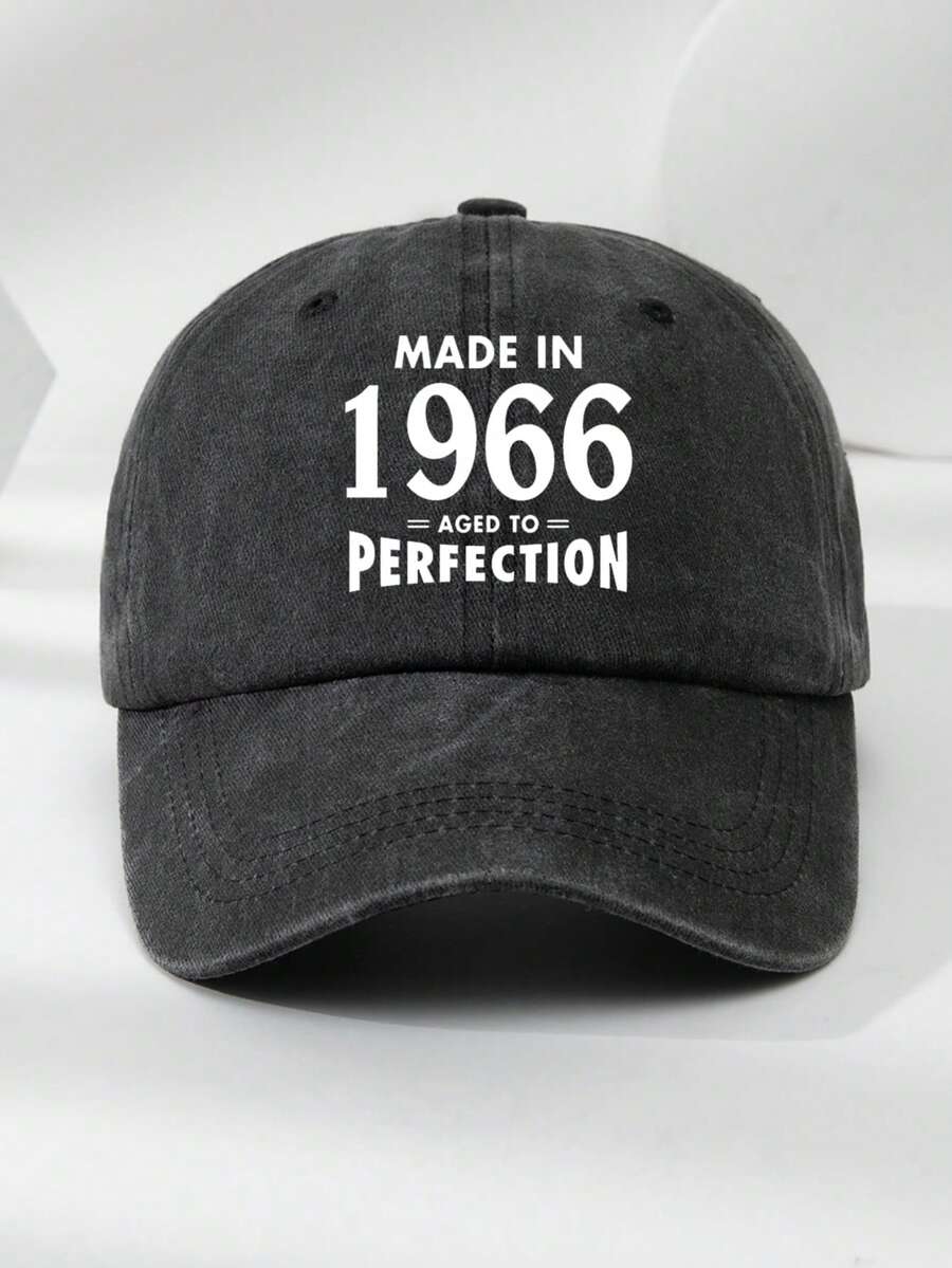 1 Stück Unisex Vintage 1966 Slogan Grafik verstellbare Baseballkappe, schwarz mehrfarbig, lässiger Outdoor-Modehut geeignet für den täglichen Gebrauch, Reisen, Strand, Angeln, Geburtstagsgeschenk zum 60. Geburtstag
