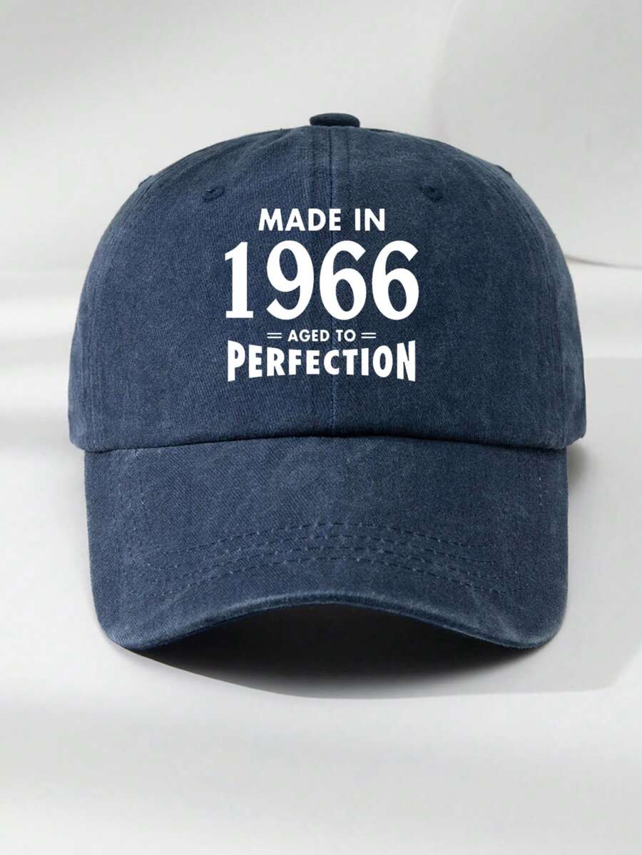 1 Stück Unisex Vintage 1966 Slogan Grafik verstellbare Baseballkappe, schwarz mehrfarbig, lässiger Outdoor-Modehut geeignet für den täglichen Gebrauch, Reisen, Strand, Angeln, Geburtstagsgeschenk zum 60. Geburtstag