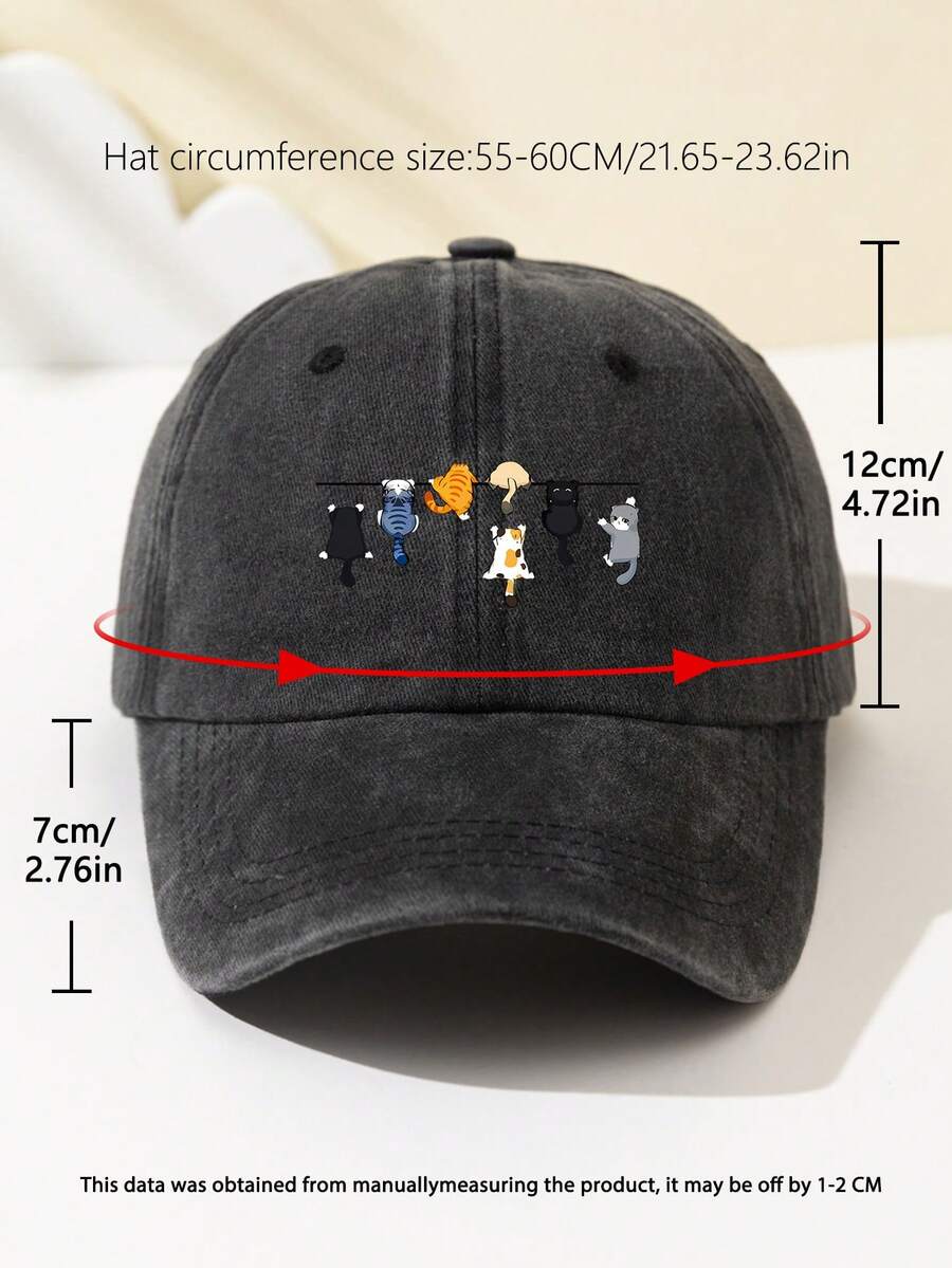 1 Stück Damen Baseballkappe aus weichem Material mit Kletterkatzen-Motiv, atmungsaktiv mit verstellbarem Schirm, geeignet für tägliche Ausflüge, Urlaub, Camping, Outdoor-Sport, LKW-Fahrer, Geschenk für Feiertage