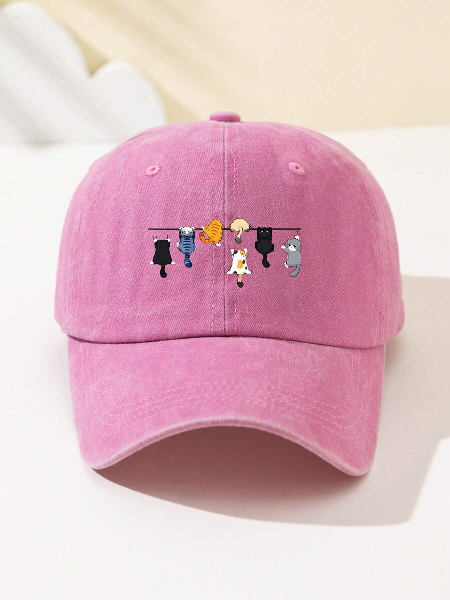 1 Stück Damen Baseballkappe aus weichem Material mit Kletterkatzen-Motiv, atmungsaktiv mit verstellbarem Schirm, geeignet für tägliche Ausflüge, Urlaub, Camping, Outdoor-Sport, LKW-Fahrer, Geschenk für Feiertage
