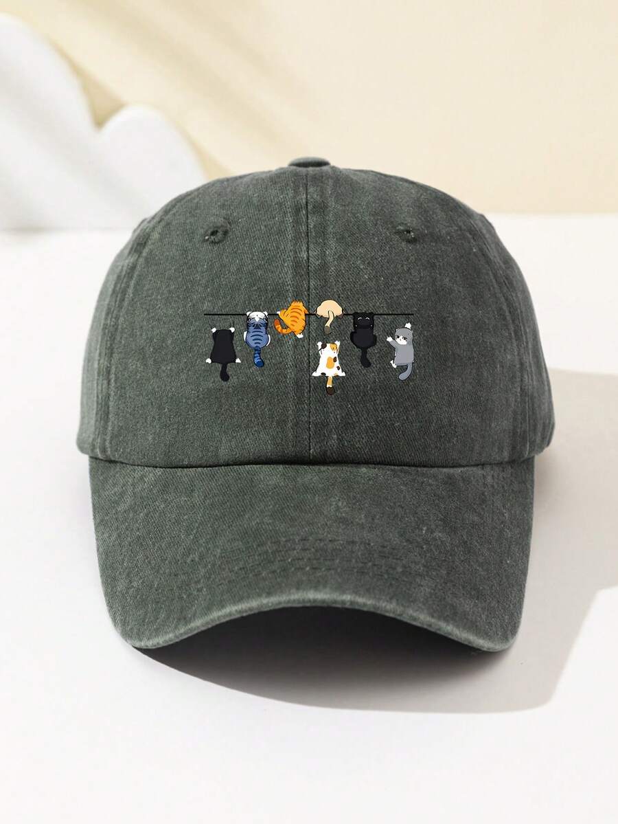 1 Stück Damen Baseballkappe aus weichem Material mit Kletterkatzen-Motiv, atmungsaktiv mit verstellbarem Schirm, geeignet für tägliche Ausflüge, Urlaub, Camping, Outdoor-Sport, LKW-Fahrer, Geschenk für Feiertage