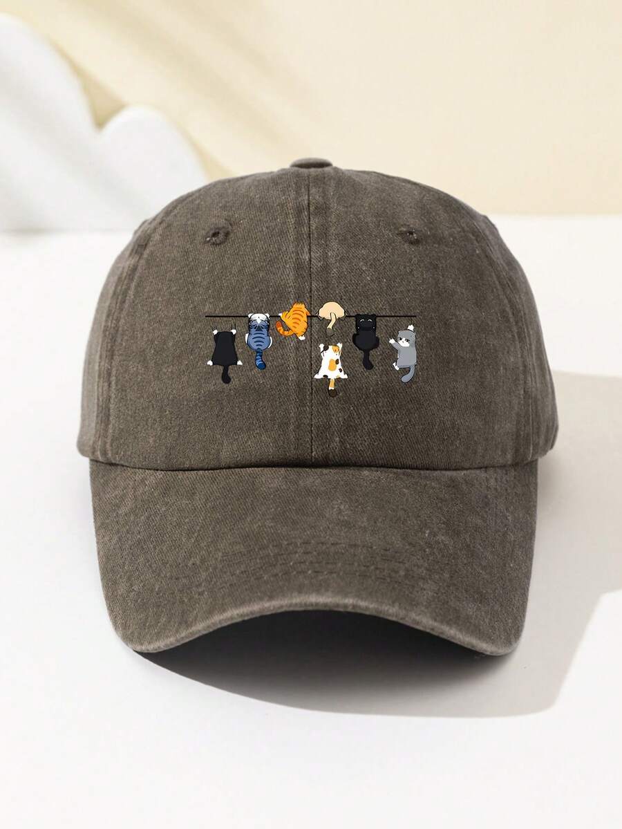 1 Stück Damen Baseballkappe aus weichem Material mit Kletterkatzen-Motiv, atmungsaktiv mit verstellbarem Schirm, geeignet für tägliche Ausflüge, Urlaub, Camping, Outdoor-Sport, LKW-Fahrer, Geschenk für Feiertage