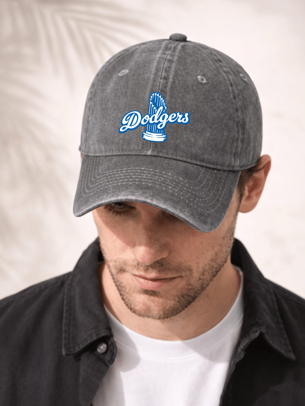 Washed Denim Baseball Cap For Men And Women Casual Sporty Style Adjustable Fit Dodgers Logo Embroidered Design With Blue And White Color Detailing Perfect For Everyday Wear Outdoor Activities And Sports Events Comfortable Soft Fabric Breathable And Durabl